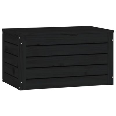 vidaXL uzglabāšanas kaste, melna, 59,5x36,5x33 cm, priedes masīvkoks