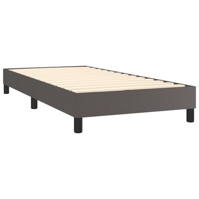 vidaXL atsperu gulta ar matraci, LED, pelēka, 80x200 cm, mākslīgā āda