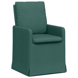 vidaXL Ēdamkrēsli 2 gab. audums Tum&scaron;i zaļa 57 x 67 x 98 cm