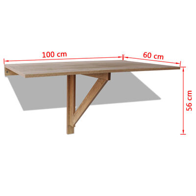 vidaXL pie sienas stiprināms galds, 100x60 cm, saliekams, ozolkoka