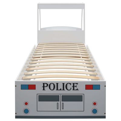 vidaXL bērnu gulta, policijas mašīnas dizains, matracis, 90x200 cm