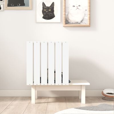 vidaXL kaķu māja, balta, 60x36x60 cm, priedes masīvkoks