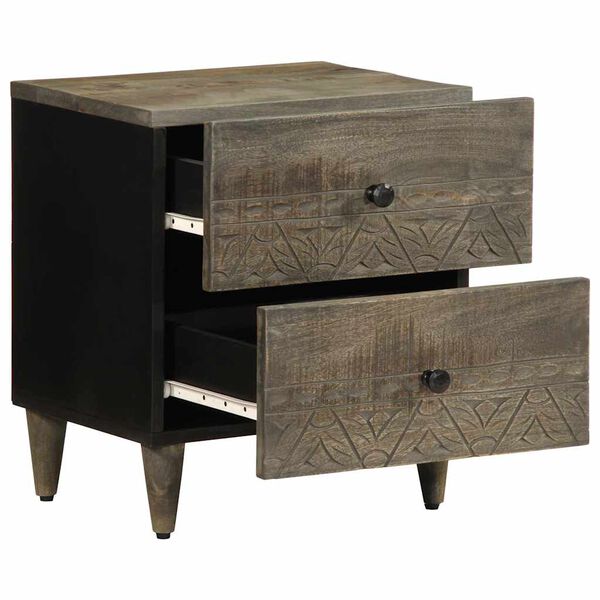 vidaXL naktsskapī&scaron;i 2 gab Gai&scaron;i pelēki 40x33x46 cm Masīvkoka Mango