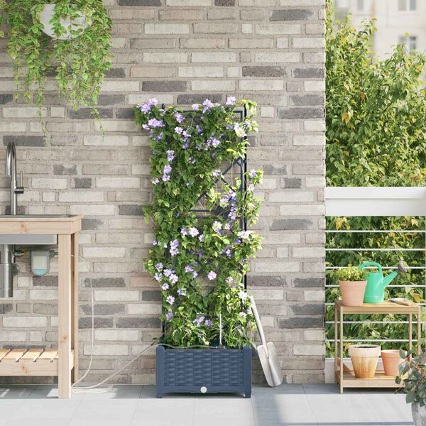 vidaXL Dārza stādītājs Pelēks 40 x 40 x 126 cm Plastmasa