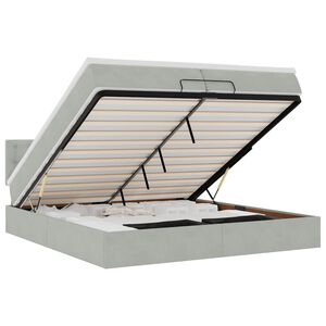 vidaXL Osmaņu gultas rāmis ar matrača gai&scaron;i pelēks 200x200 cm samts