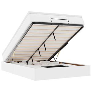 vidaXL Osmaņu gulta ar matrača, balts, 140x190cm, mākslīgā āda