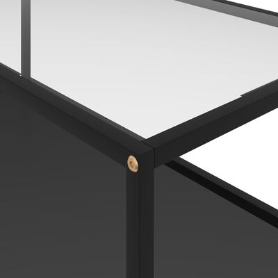 vidaXL kafijas galdiņš, melns, caurspīdīgs, 100x50x35cm, rūdīts stikls