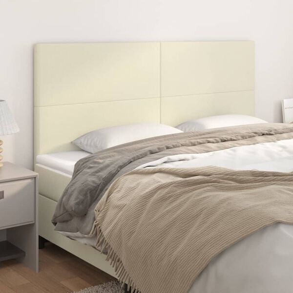 vidaXL galvgalis, krēmkrāsas, 200x5x118/128 cm, mākslīgā āda