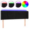 vidaXL gultas galvgalis ar LED, 147x16x78/88 cm, melns samts