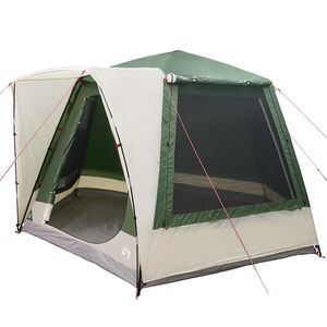 vidaXL Kempinga telts Kabriolet Zaļa 420 x 420 x 227 cm Poliesters