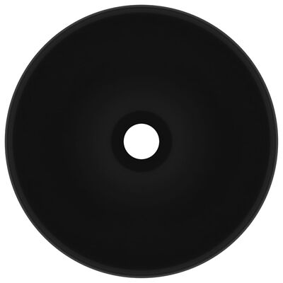 vidaXL izlietne, apaļa, 32,5x14 cm, matēta melna keramika