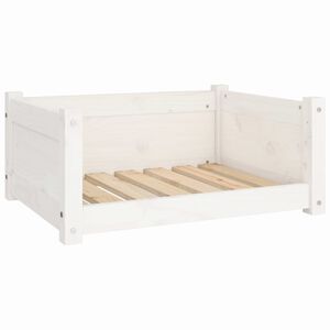vidaXL suņu gulta, balta, 65,5x50,5x28 cm, masīvs priedes koks