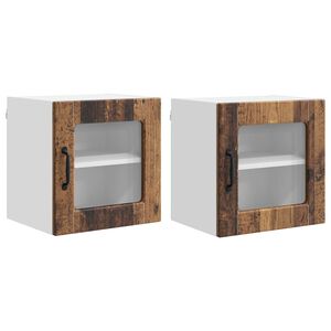 vidaXL Sienas stikla skapis PORTO 2 pcs Vecs koks 40 x 31 x 40 cm