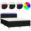 vidaXL atsperu gulta ar matraci, LED, melns audums, 140x190 cm