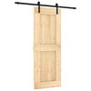 vidaXL Slīdo&scaron;ās durvis Dabiska un melna 80 x 210 cm Cieta priedes koks