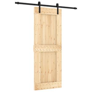 vidaXL Slīdo&scaron;ās durvis Dabiska un melna 80 x 210 cm Cieta priedes koks