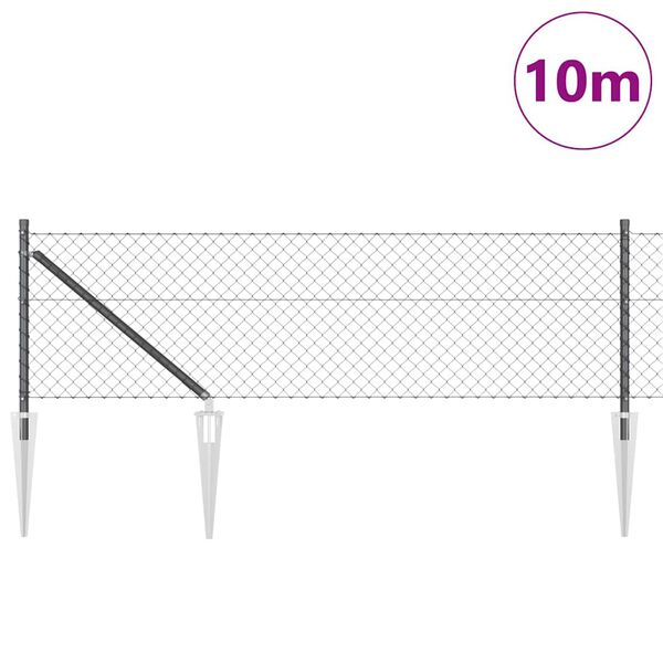 vidaXL Žoga āķis Pelēka 10 x 0,6 m (40 x 40 mm acu) Tērauds un PVC