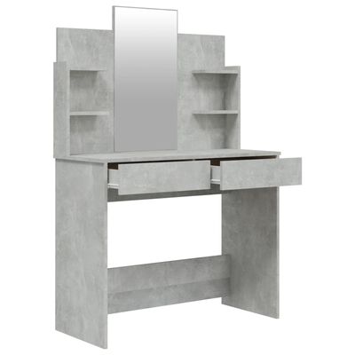 vidaXL galdiņš ar spoguli, betona pelēks, 96x40x142 cm