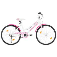 vidaXL bērnu velosipēds, 24 collas, rozā ar baltu