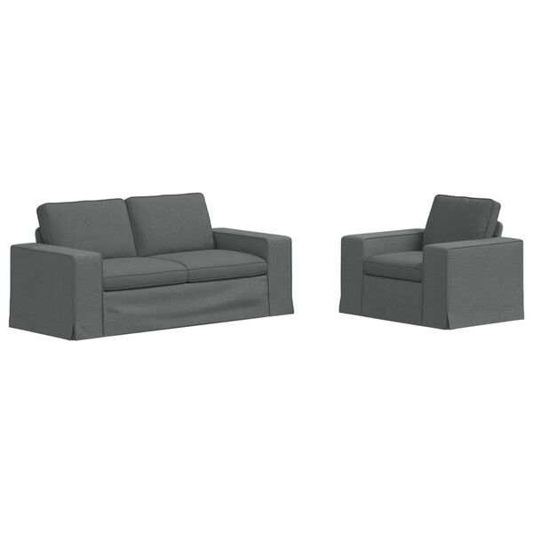 vidaXL Dīvānu komplekts 2 pcs Tum&scaron;i pelēks 182 x 80 x 82 cm audums
