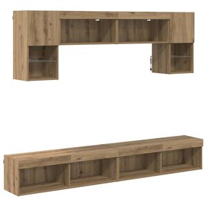 vidaXL TV sienas komplekti ar LED 6 pcs Artisānā ozols
