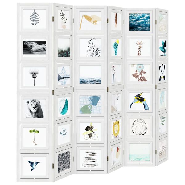 vidaXL 6-paneļu istabas aizslietnis, balts, paulonijas masīvkoks