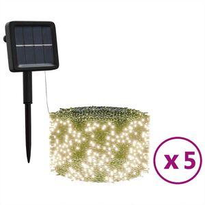 vidaXL solārā lampiņu virtene, 5 gab., 5x200 LED, silti balta krāsa