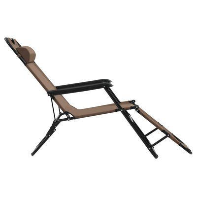 vidaXL sauļošanās krēsli, 2 gab., ar kāju balstu, tērauds, brūni