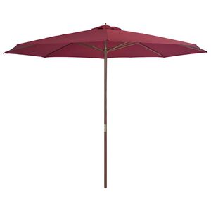 vidaXL dārza saulessargs ar koka kātu, 350 cm, vīnsarkans