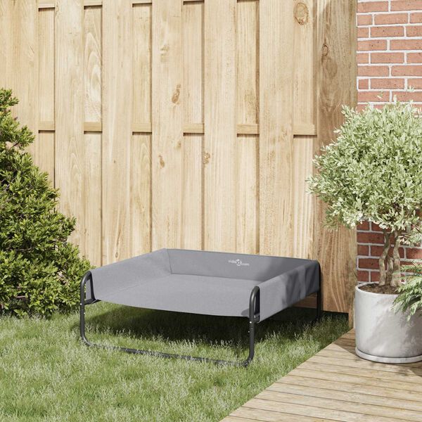 vidaXL Suņu gulta Gai&scaron;i pelēks 85 x 85 x 33 cm Tērauds