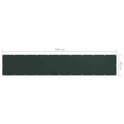 vidaXL balkona aizslietnis, 90x500 cm, tumši zaļš oksforda audums
