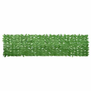 vidaXL balkona aizslietnis ar zaļām lapām, 300x75 cm