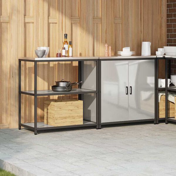 vidaXL Virtuves glabā&scaron;anas komplekts 2 pcs Sudraba Cinkots tērauds