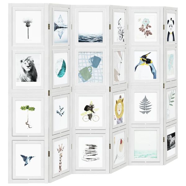 vidaXL 6-paneļu istabas aizslietnis, balts, paulonijas masīvkoks