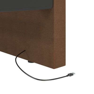 vidaXL dīvāngulta, USB, brūns audums, 90x200 cm