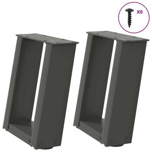 vidaXL kafijas galdiņa kājas, 2 gab., U-veida, antracīta krāsā, 30x(30-31) cm, tērauds