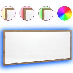 vidaXL vannasistabas spogulis ar LED, koka krāsa, 100x8,5x37 cm, koks