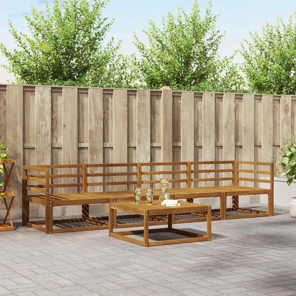 vidaXL Āra dīvānu komplekts 5 pcs Dabiska Cietā akācijas koks