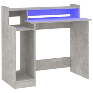 vidaXL rakstāmgalds, LED, betonpelēks, 97x45x90 cm, inženierijas koks