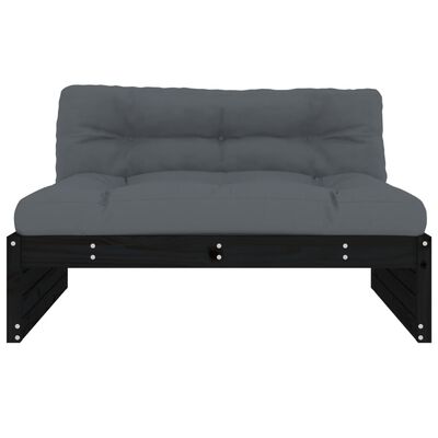 vidaXL vidējais dīvāns, 120x80 cm, priedes masīvkoks, melns