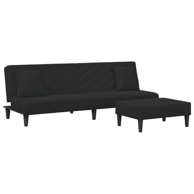 vidaXL divdaļīgs dīvānu komplekts ar spilveniem, melns samts