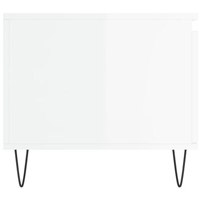 vidaXL kafijas galdiņš, spīdīgi balts, 100x50x45 cm, inženierijas koks