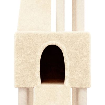vidaXL kaķu māja ar sizala stabiem nagu asināšanai, 190 cm, krēmkrāsas