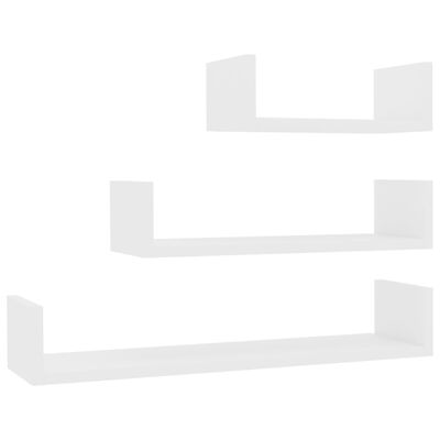 vidaXL sienas plaukti, 3 gab., balti, skaidu plāksne