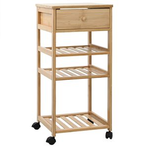 vidaXL Virtuves ratiņ&scaron; ar riteņiem Dabiska 37 x 36 x 80 cm Bambuss
