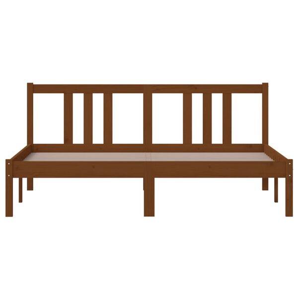 vidaXL gultas rāmis, medus brūns, masīvkoks, 150x200 cm, divvietīgs