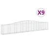 vidaXL arkveida gabiona grozi, 9 gb., 400x30x60/80 cm, cinkota dzelzs