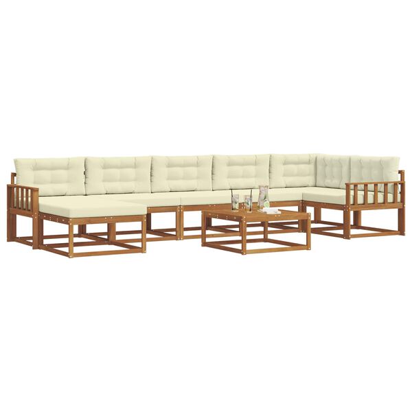 vidaXL Āra dīvānu komplekts ar spilvenu 8 pcs Dabisks un krējuma