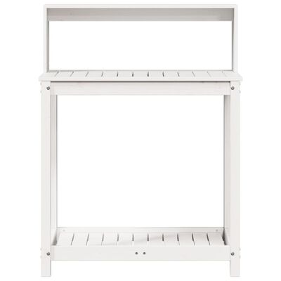 vidaXL stādīšanas galds ar plauktiem, balts, 82,5x50x109,5 cm, priede
