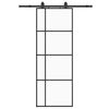 vidaXL bīdāmās durvis ar stiprinājumiem, melns, stikls, 76x205 cm